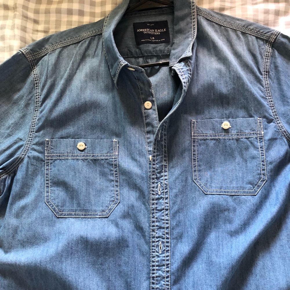 Jean Button Up Casual Shirt American Eagle